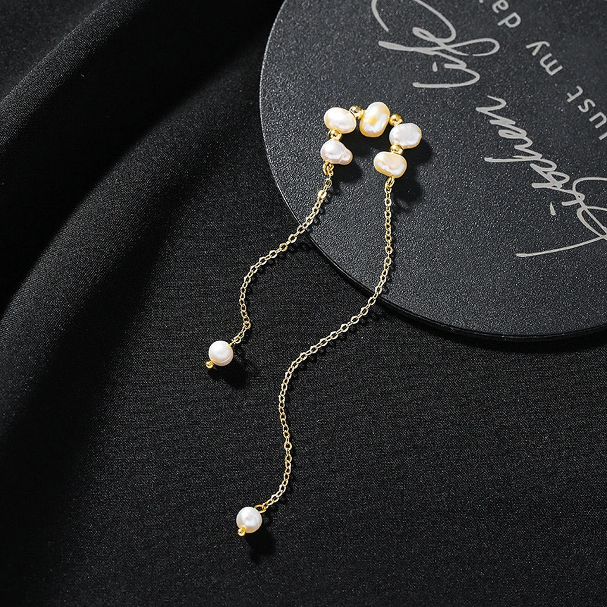 No piercing Pearl Drop Ear Cuff