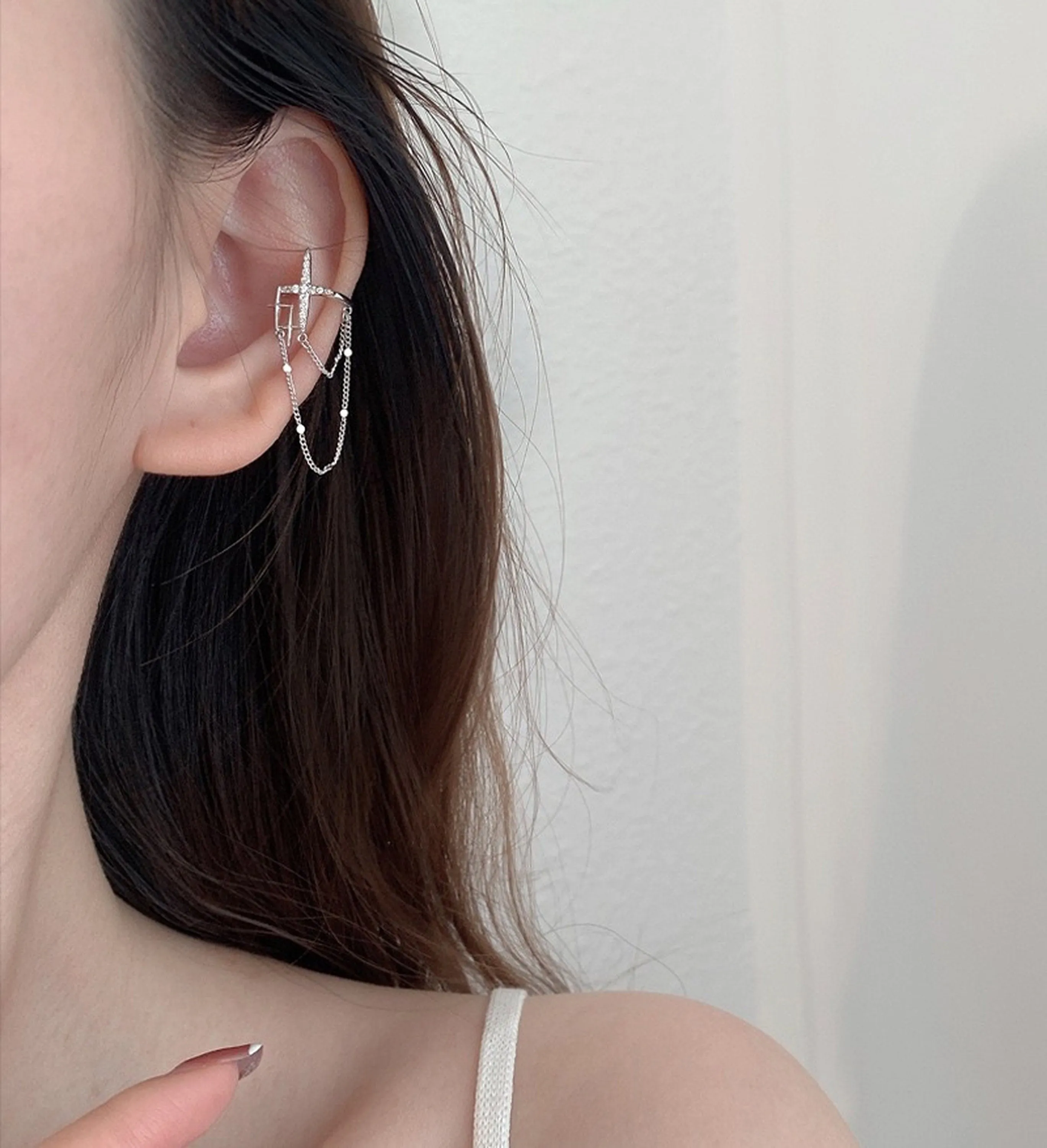 North star cluster cuff earrings