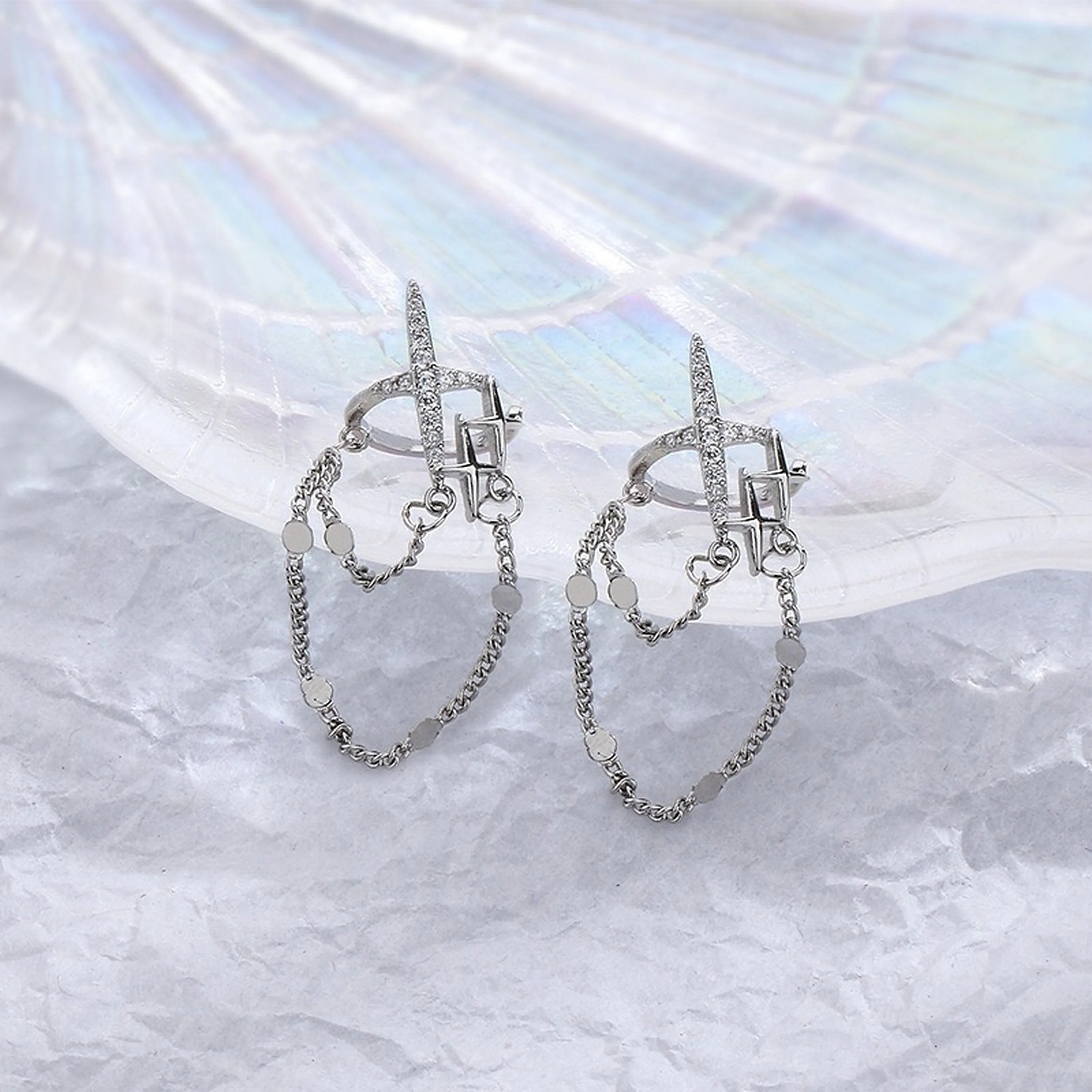 North star cluster cuff earrings