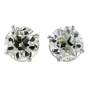 Old Mine Cut Diamond Stud Earrings, 3.67ctw