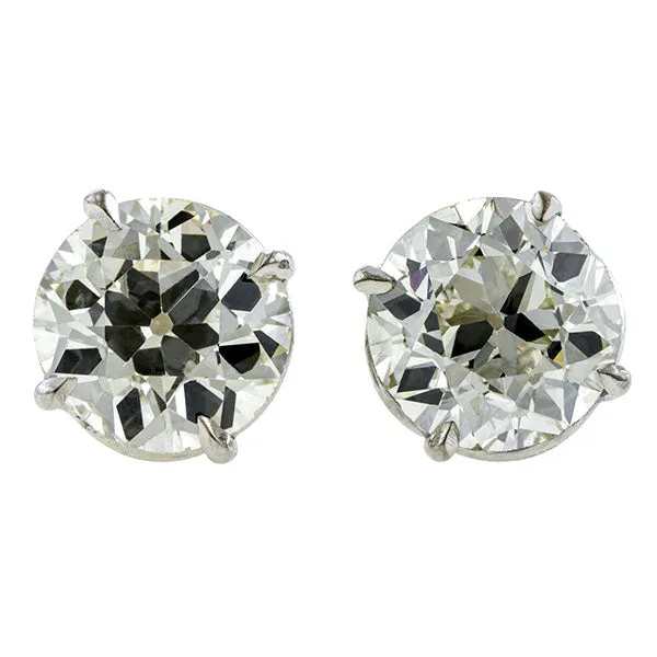 Old Mine Cut Diamond Stud Earrings, 3.67ctw