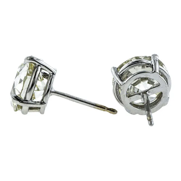 Old Mine Cut Diamond Stud Earrings, 3.67ctw