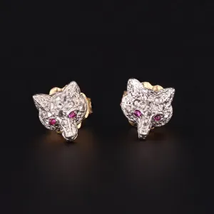 ON HOLD - Fox Earrings | Diamond Fox Earrings