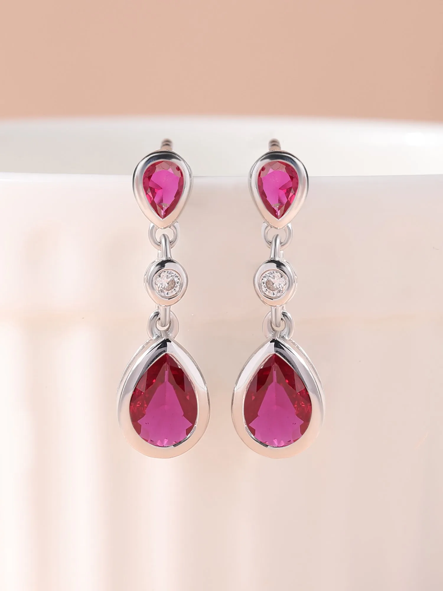 Ornate Ruby Danglers For Women