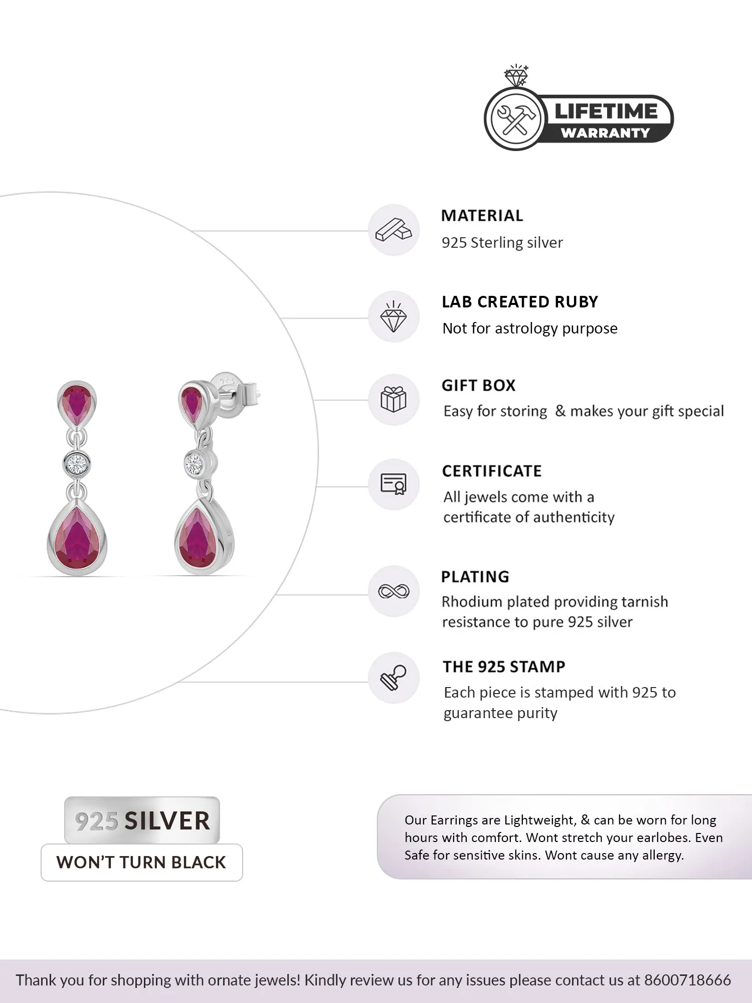 Ornate Ruby Danglers For Women