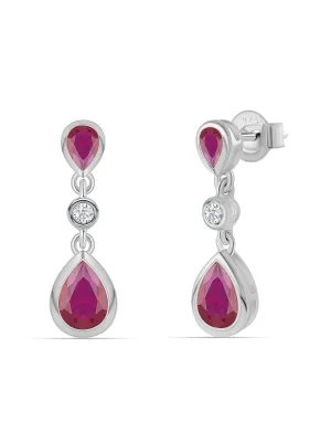 Ornate Ruby Danglers For Women