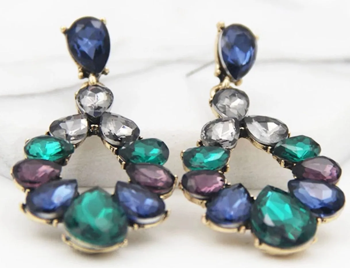 Oval Champagne and Cognac Peacock Crystal Earrings – Maestro Hennessy ®