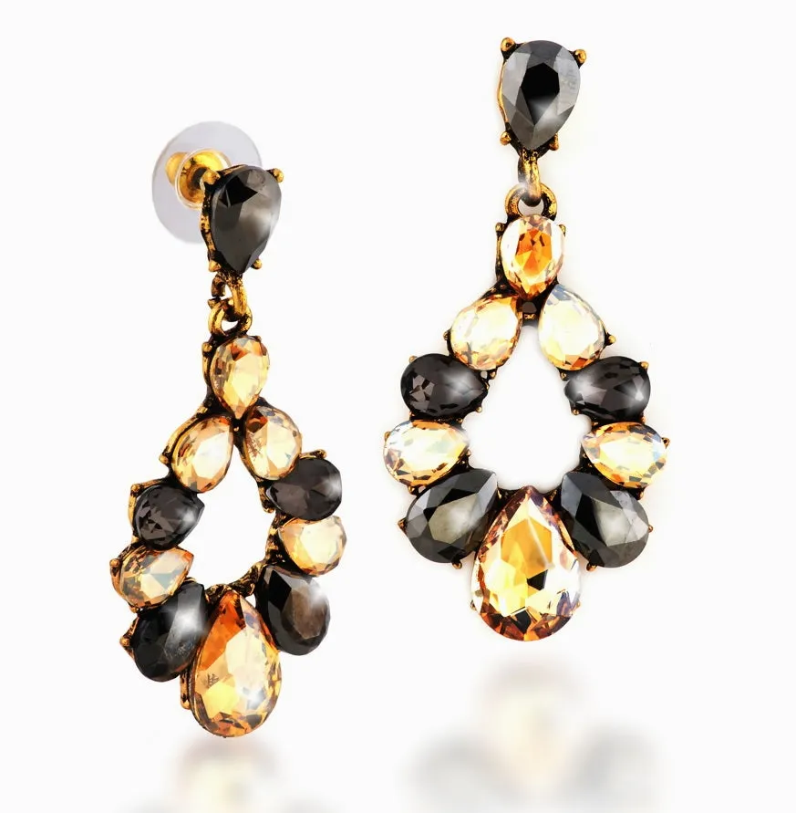 Oval Champagne and Cognac Peacock Crystal Earrings – Maestro Hennessy ®