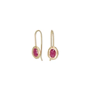 OVAL FIXED RUBY HOOK EARRINGS