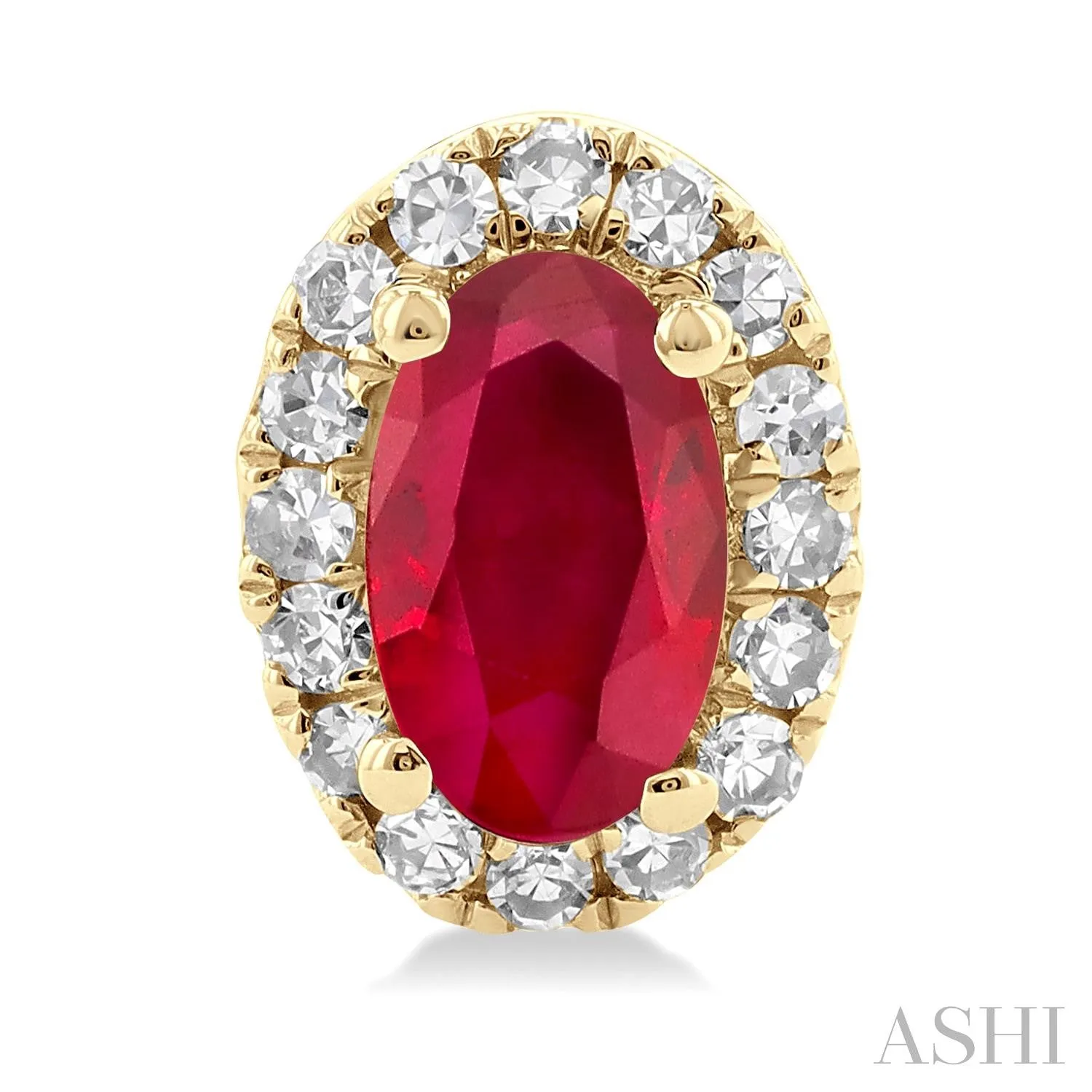 oval shape gemstone & halo diamond earrings