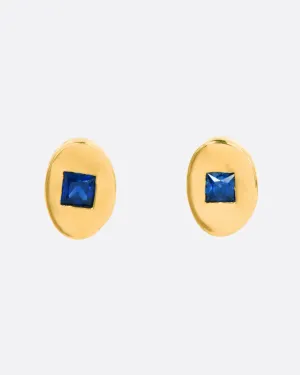 Oval Stud Blue Sapphire Earrings