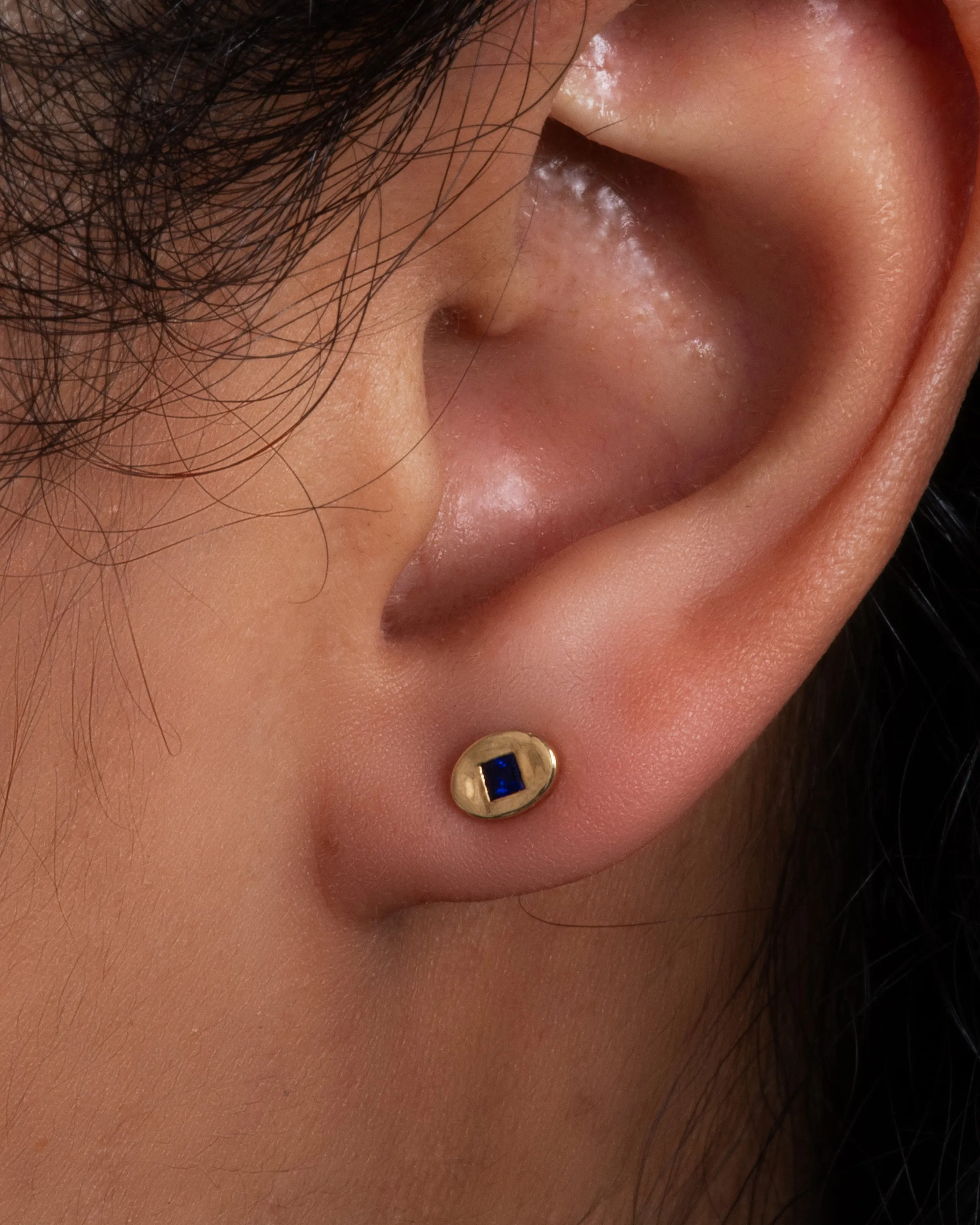 Oval Stud Blue Sapphire Earrings