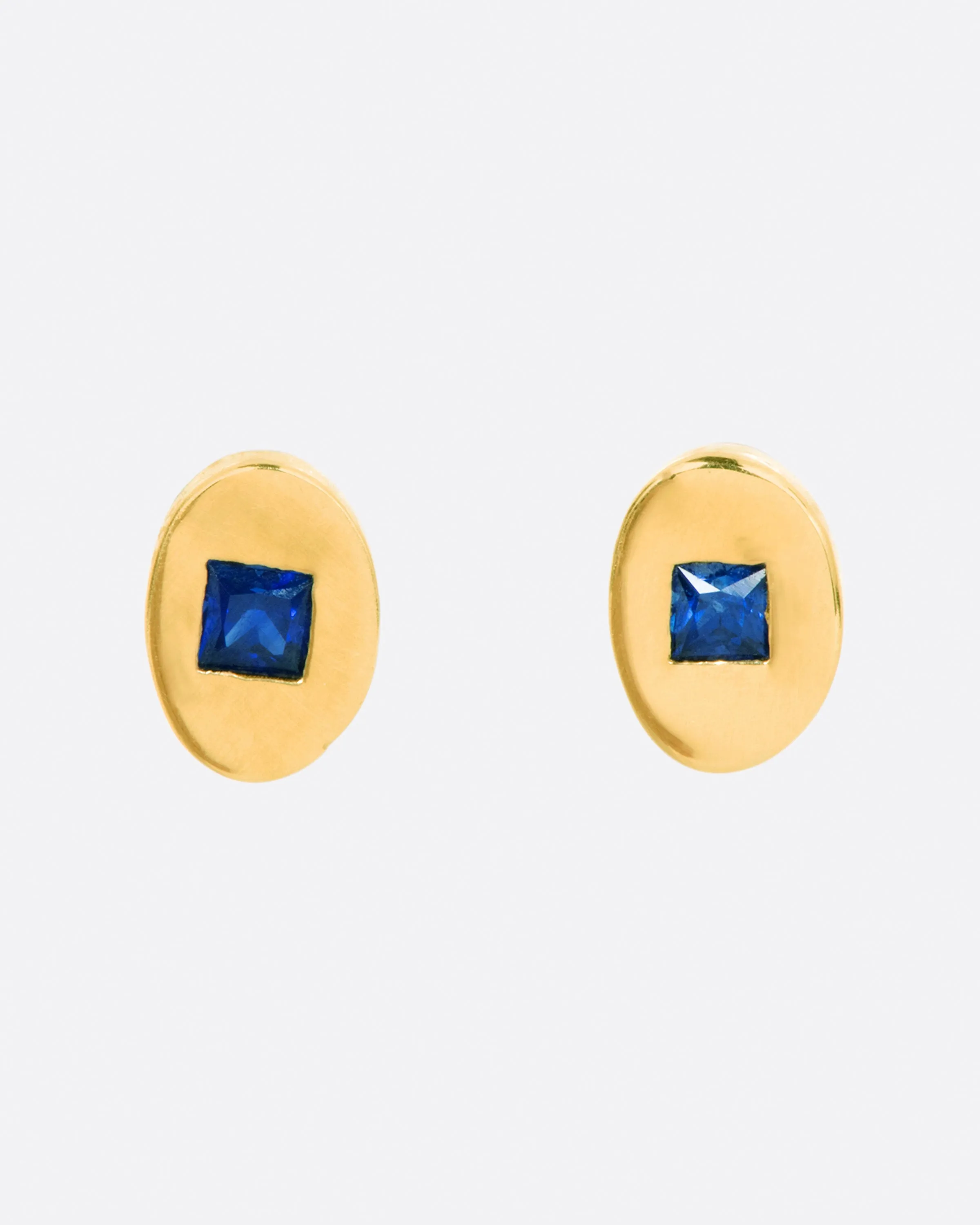 Oval Stud Blue Sapphire Earrings