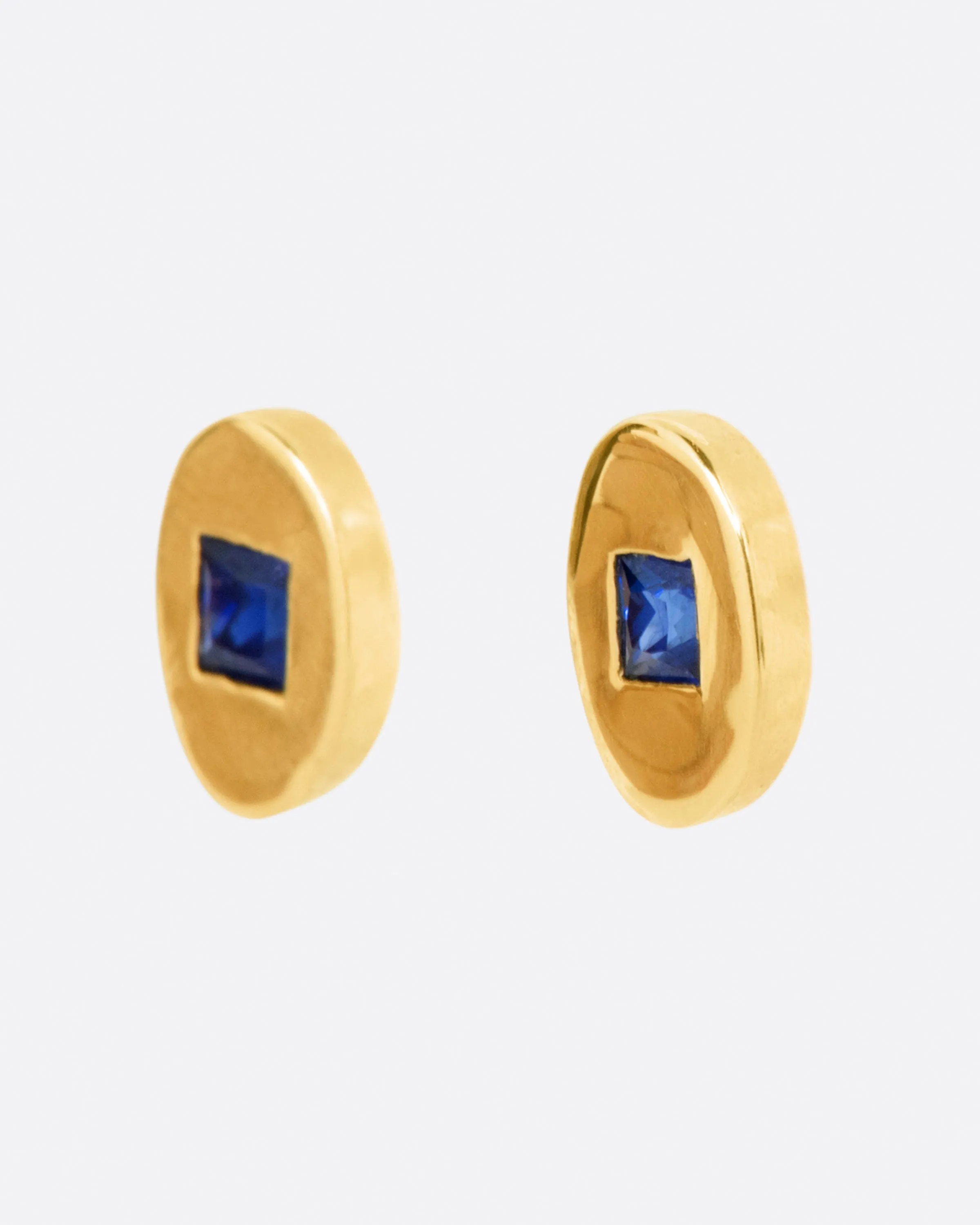 Oval Stud Blue Sapphire Earrings