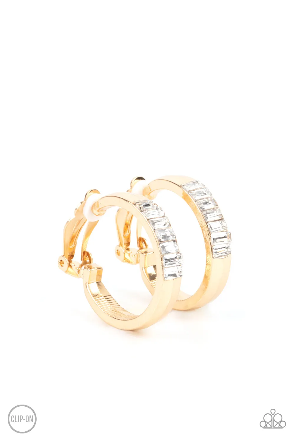 Paparazzi Ready, Steady, GLOW - Gold Clip-On Hoop Earrings