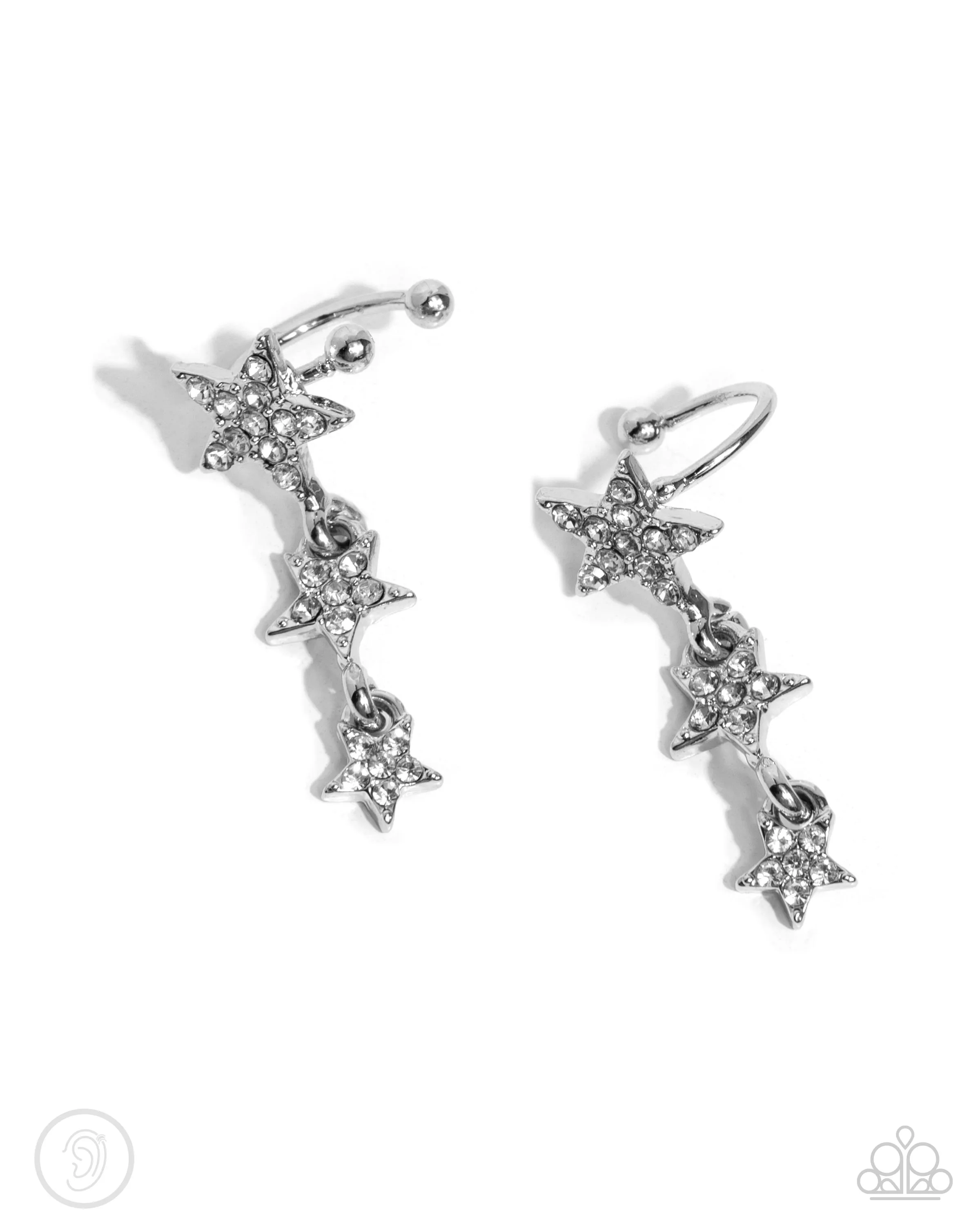 Paparazzi Stellar Surge - White Earrings (Ear Cuff)