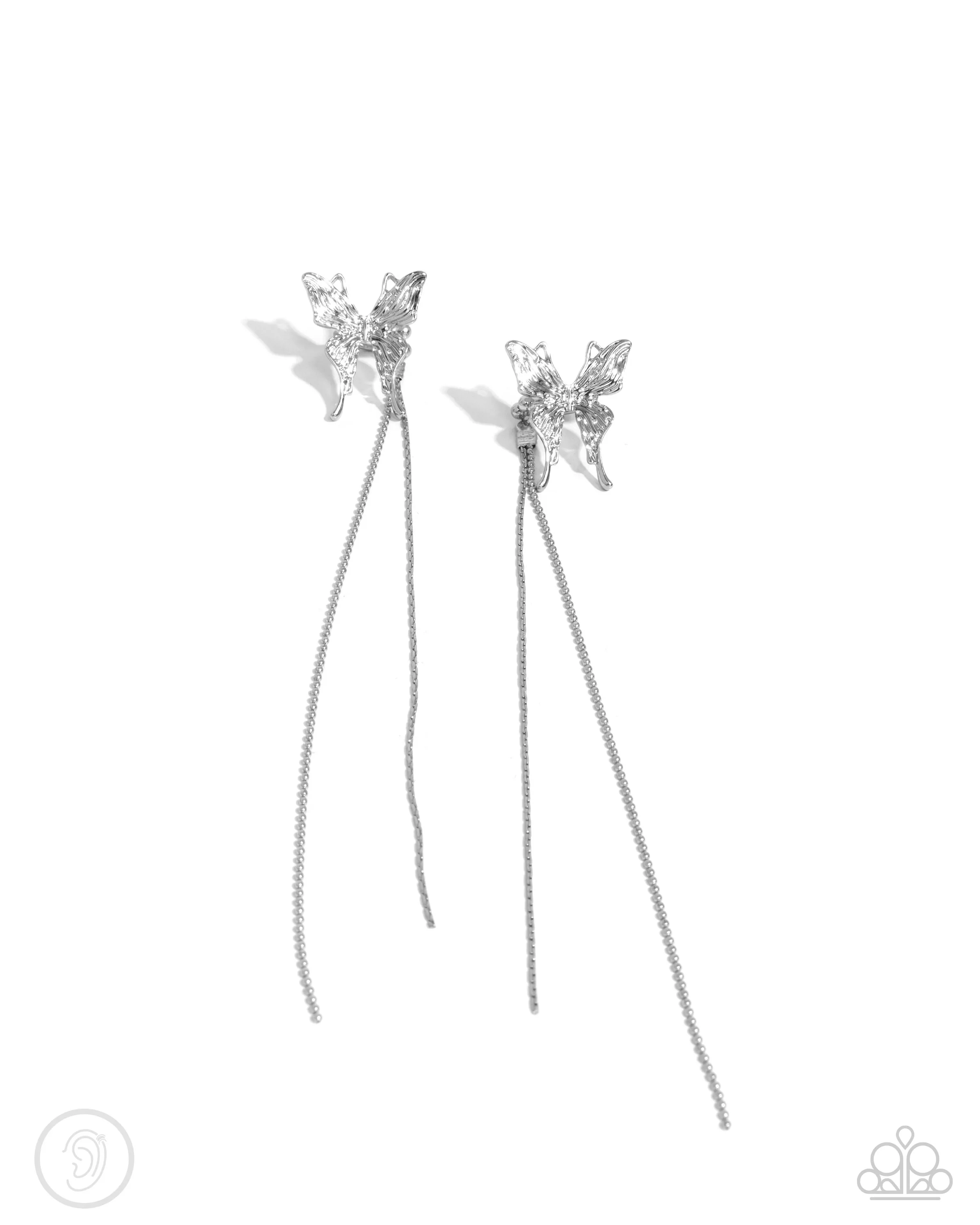 Paparazzi Take Flight - Silver Earrings (Ear Cuff)