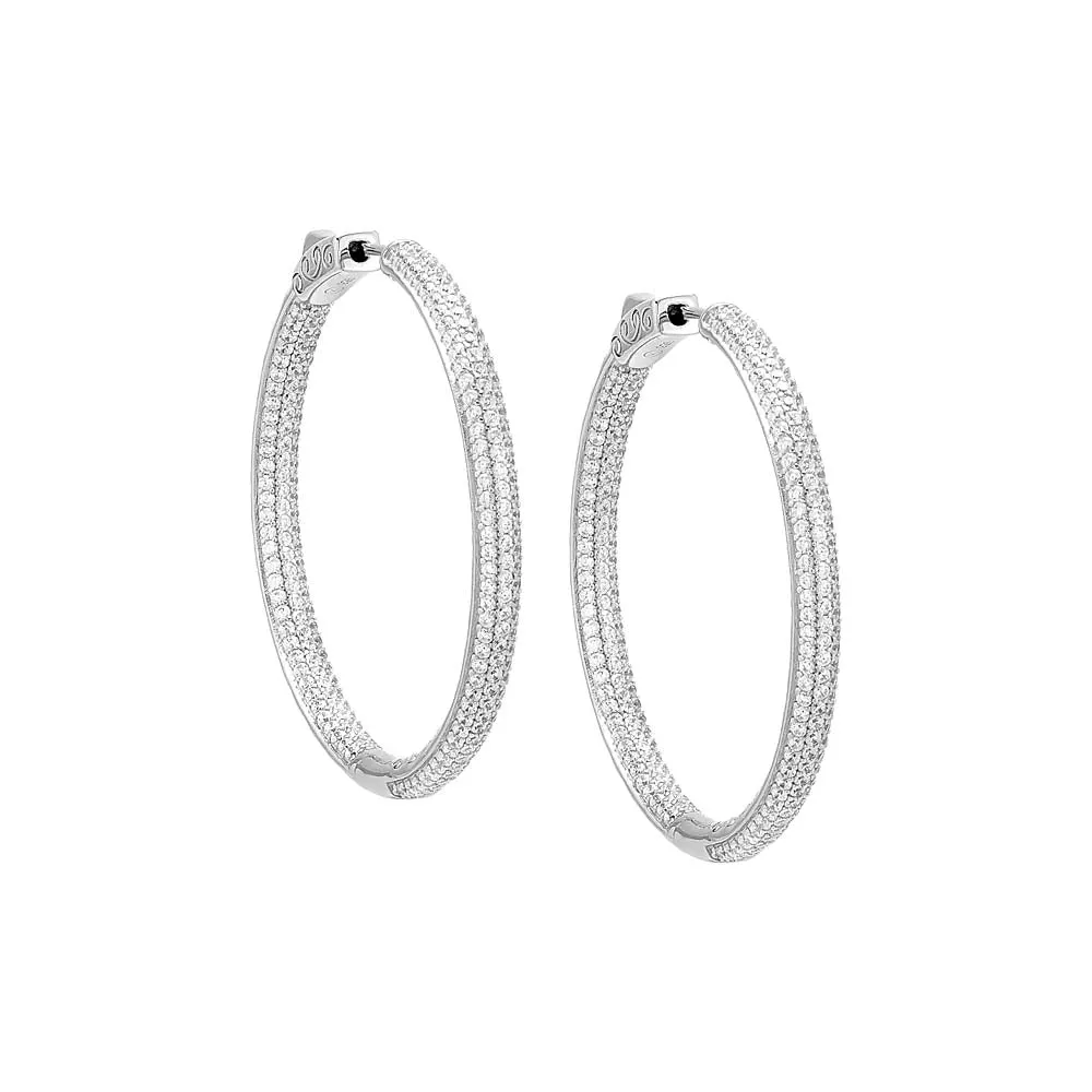 Pavé Colored Rounded Large Hoop Earring