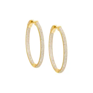 Pavé Colored Rounded Large Hoop Earring