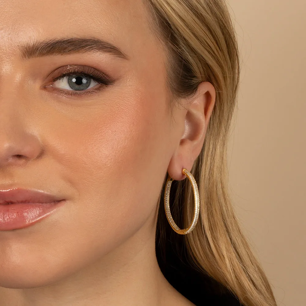 Pavé Colored Rounded Large Hoop Earring