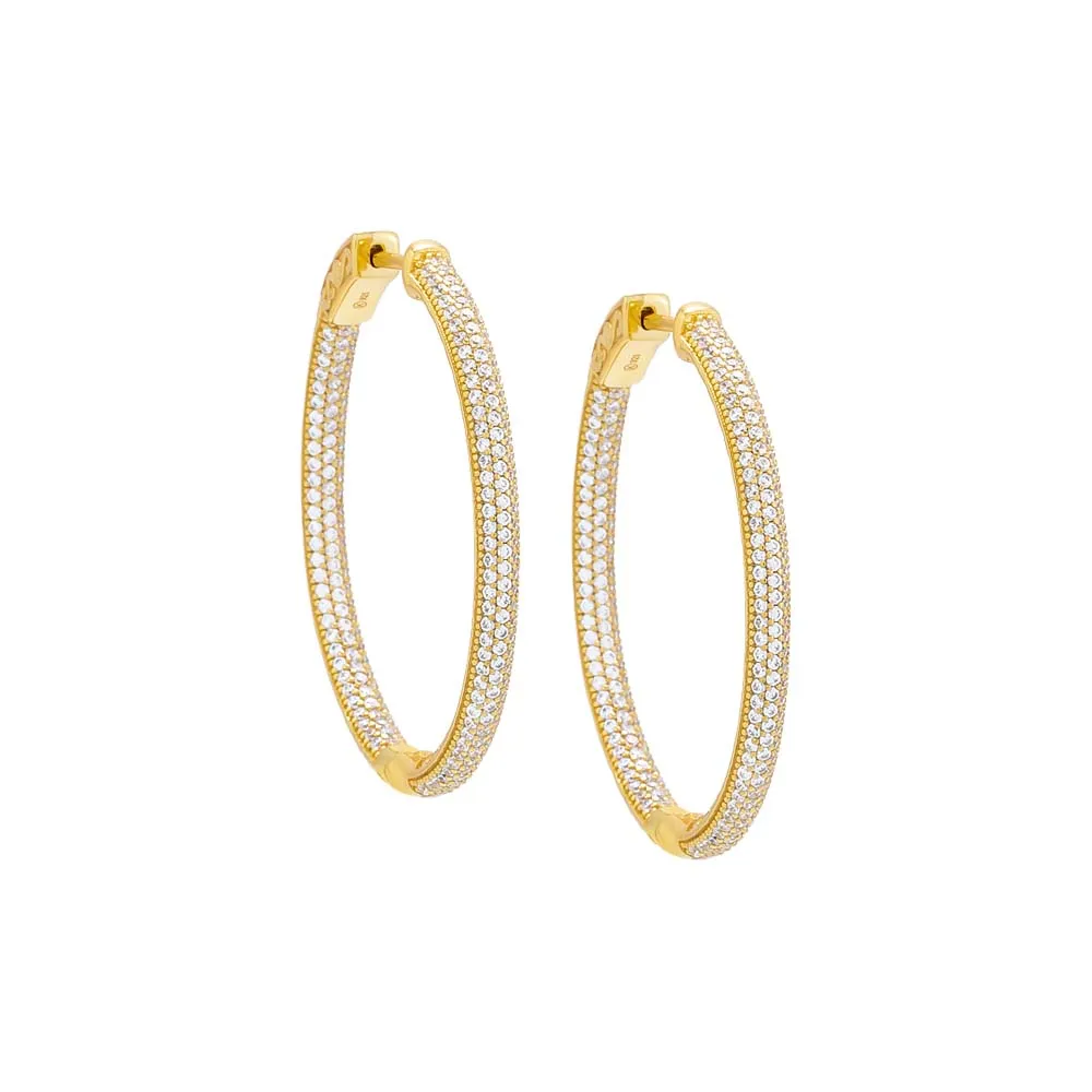 Pavé Colored Rounded Large Hoop Earring