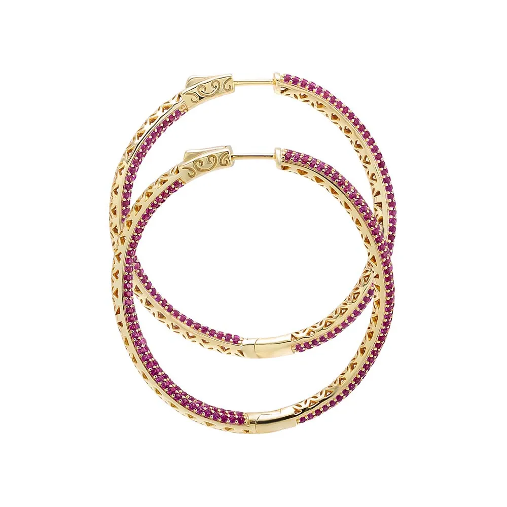Pavé Colored Rounded Large Hoop Earring