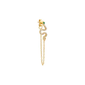 Pavé Snake Front Back Chain Stud Earring