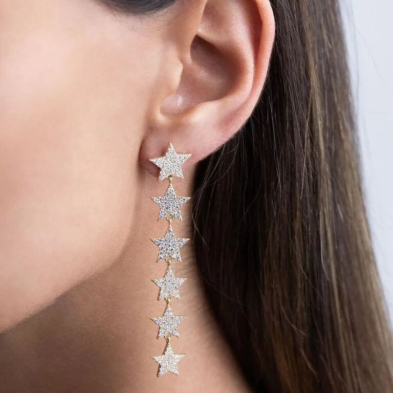 Pavé Star Drop Stud Earring