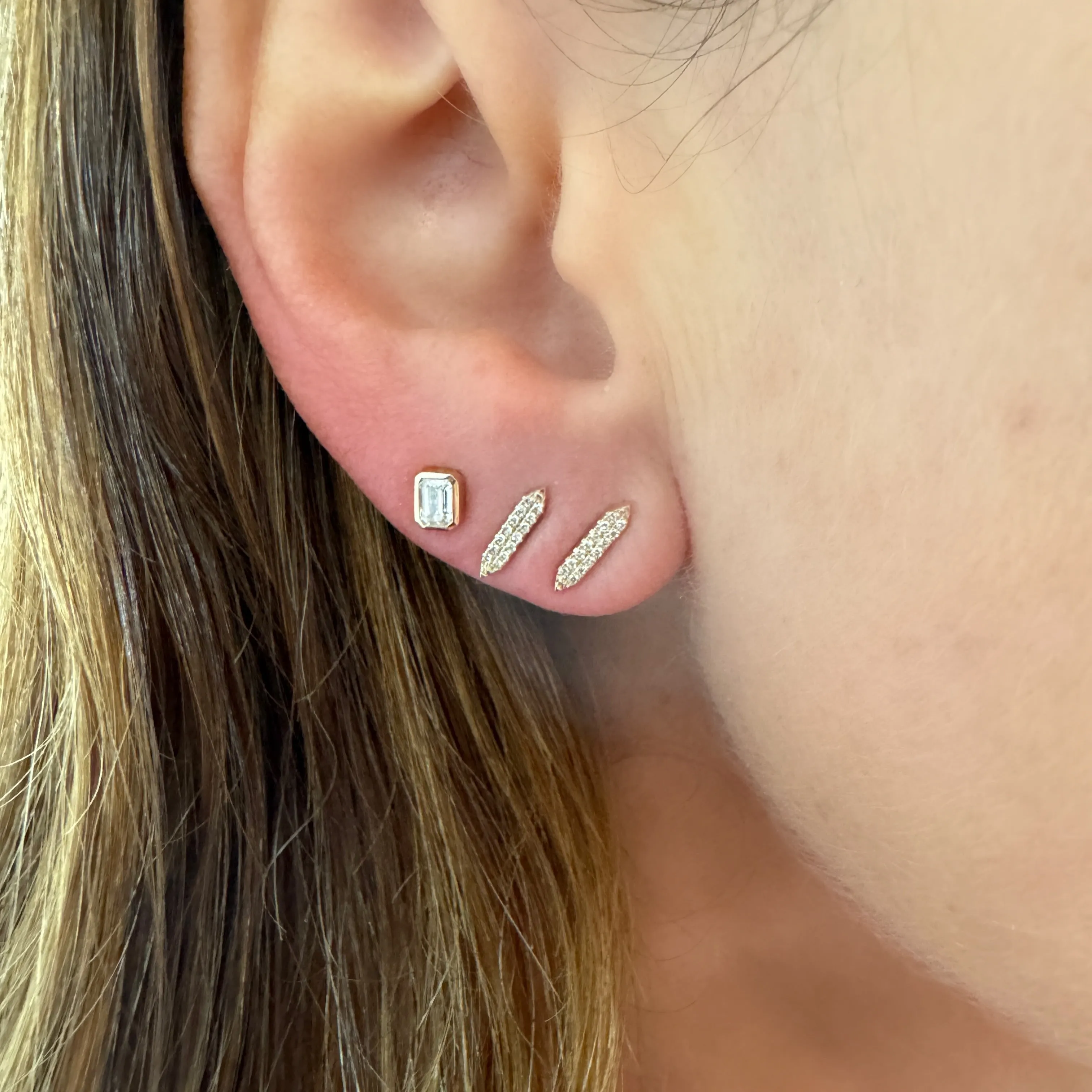Pave Diamond On Point Stud Earrings