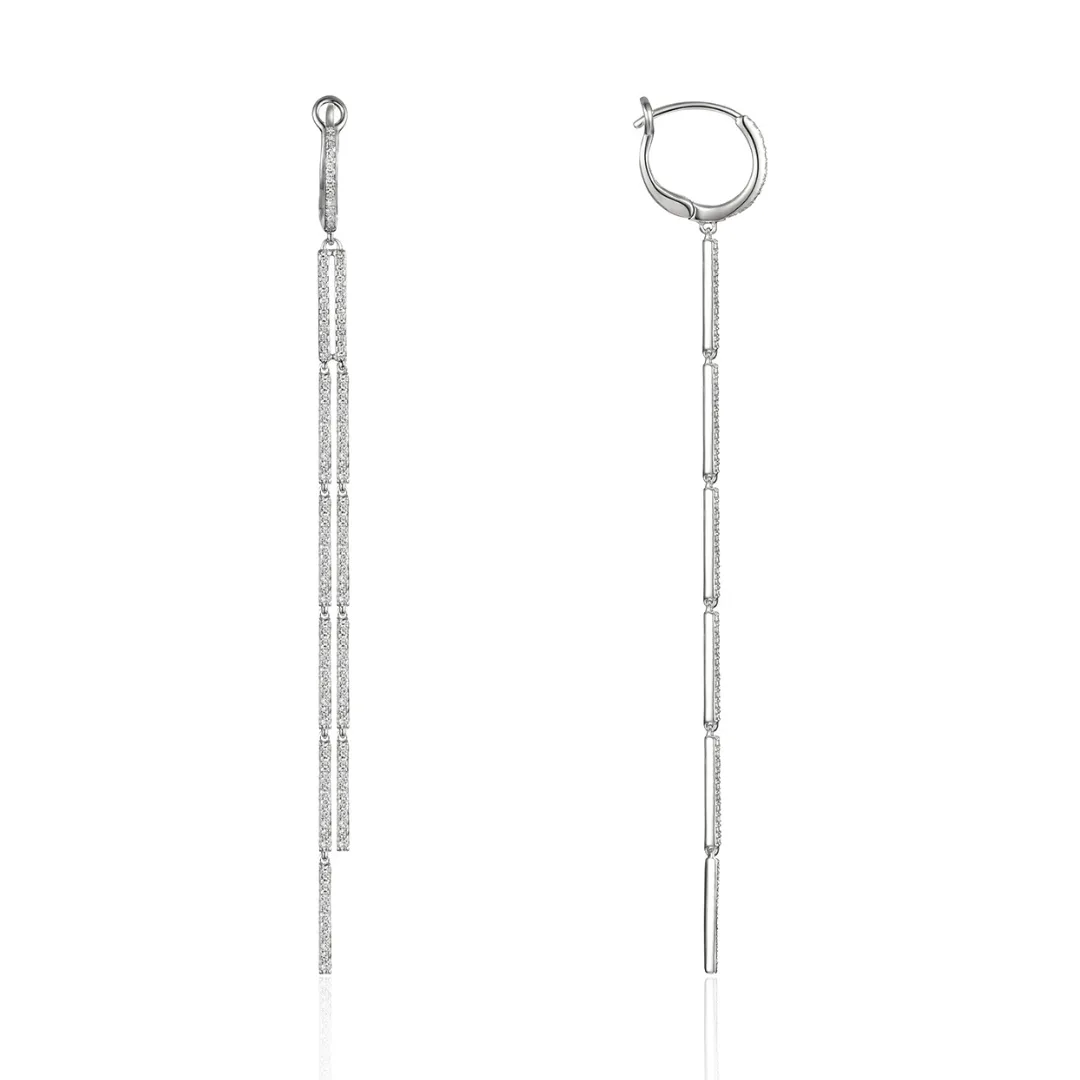 Pave Diamond Stick Drop Earrings