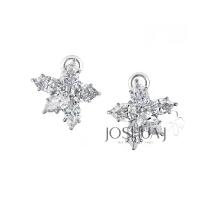 Pear and Marquise Cut Platinum 4.51ct Diamond Cluster Earrings