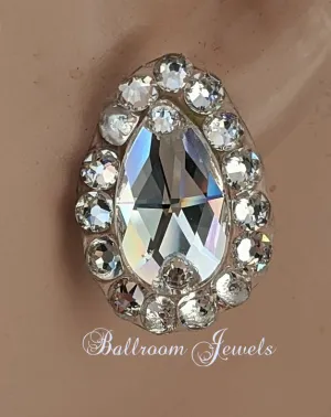 Pear crystal ballroom earrings - clear crystal