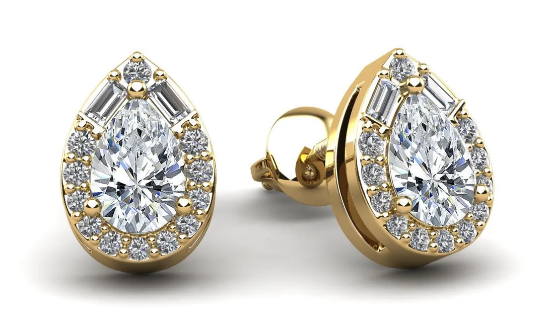 Pear Shape Diamond Dreams Stud Diamond Earrings with 0.87 ct.(finished)