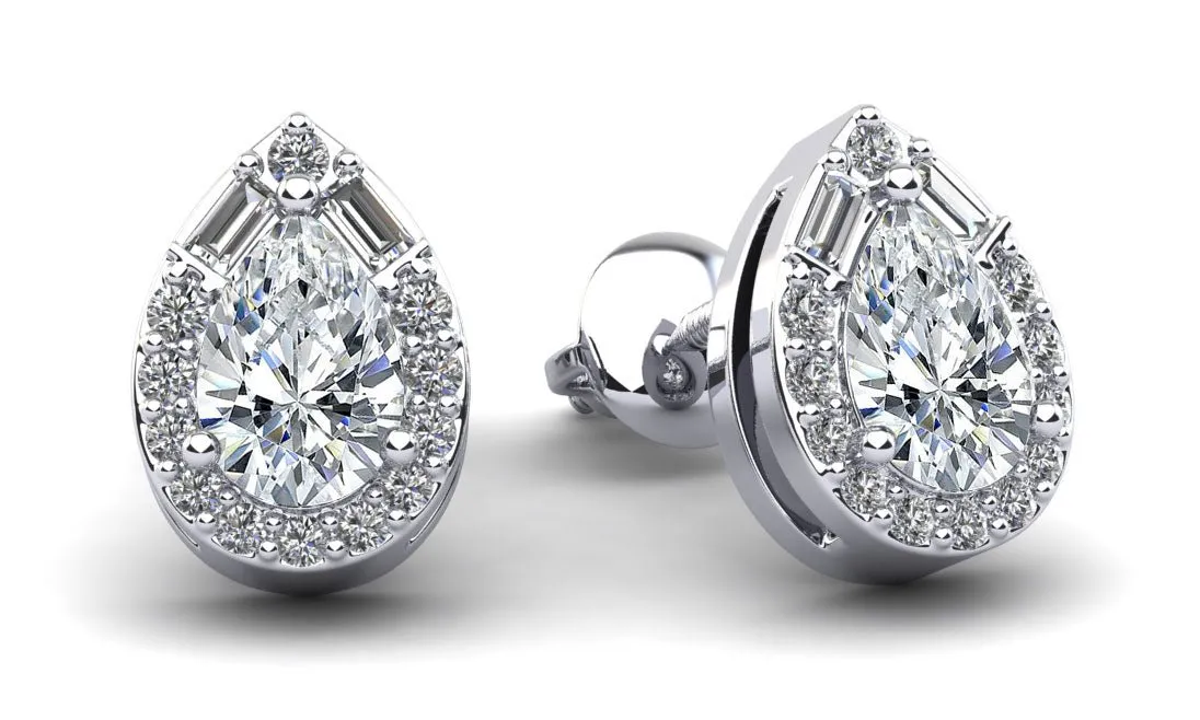 Pear Shape Diamond Dreams Stud Diamond Earrings with 0.87 ct.(finished)