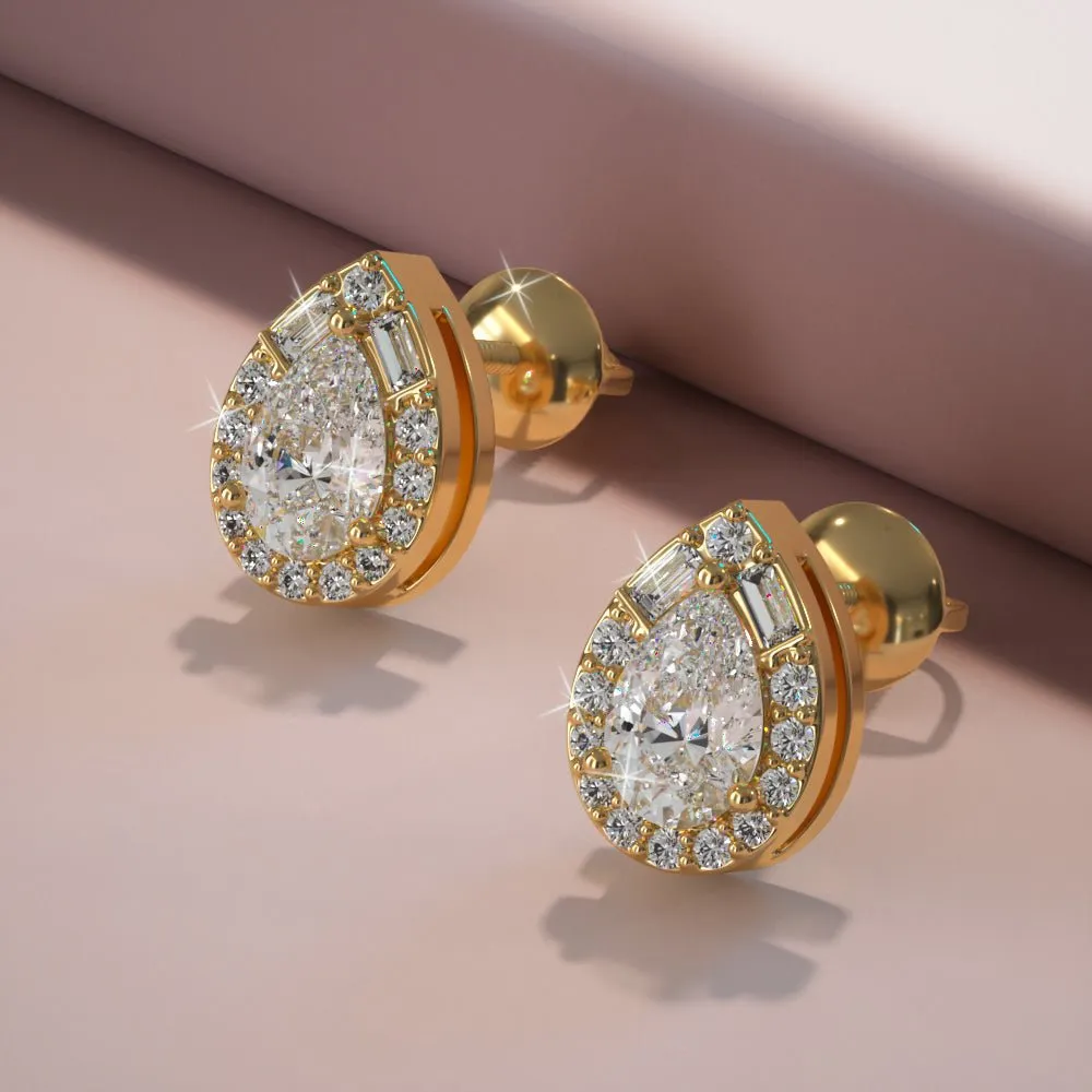 Pear Shape Diamond Dreams Stud Diamond Earrings with 0.87 ct.(finished)