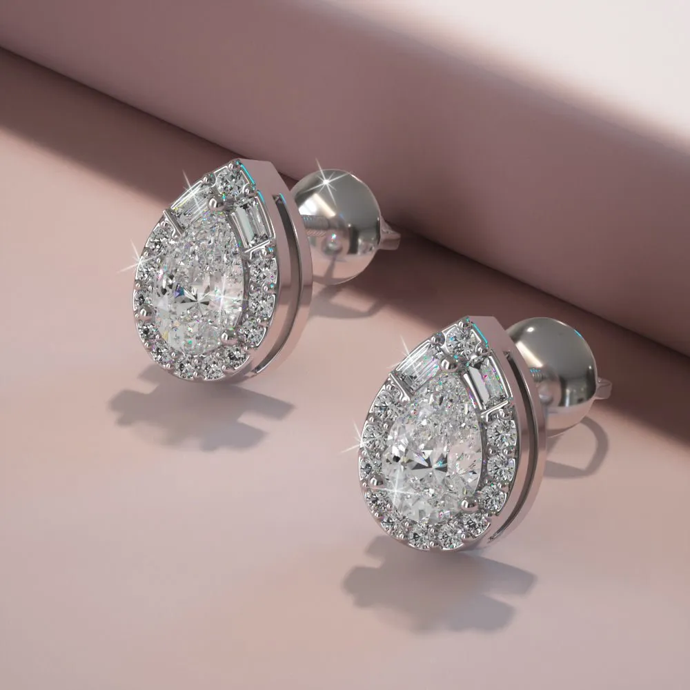 Pear Shape Diamond Dreams Stud Diamond Earrings with 0.87 ct.(finished)