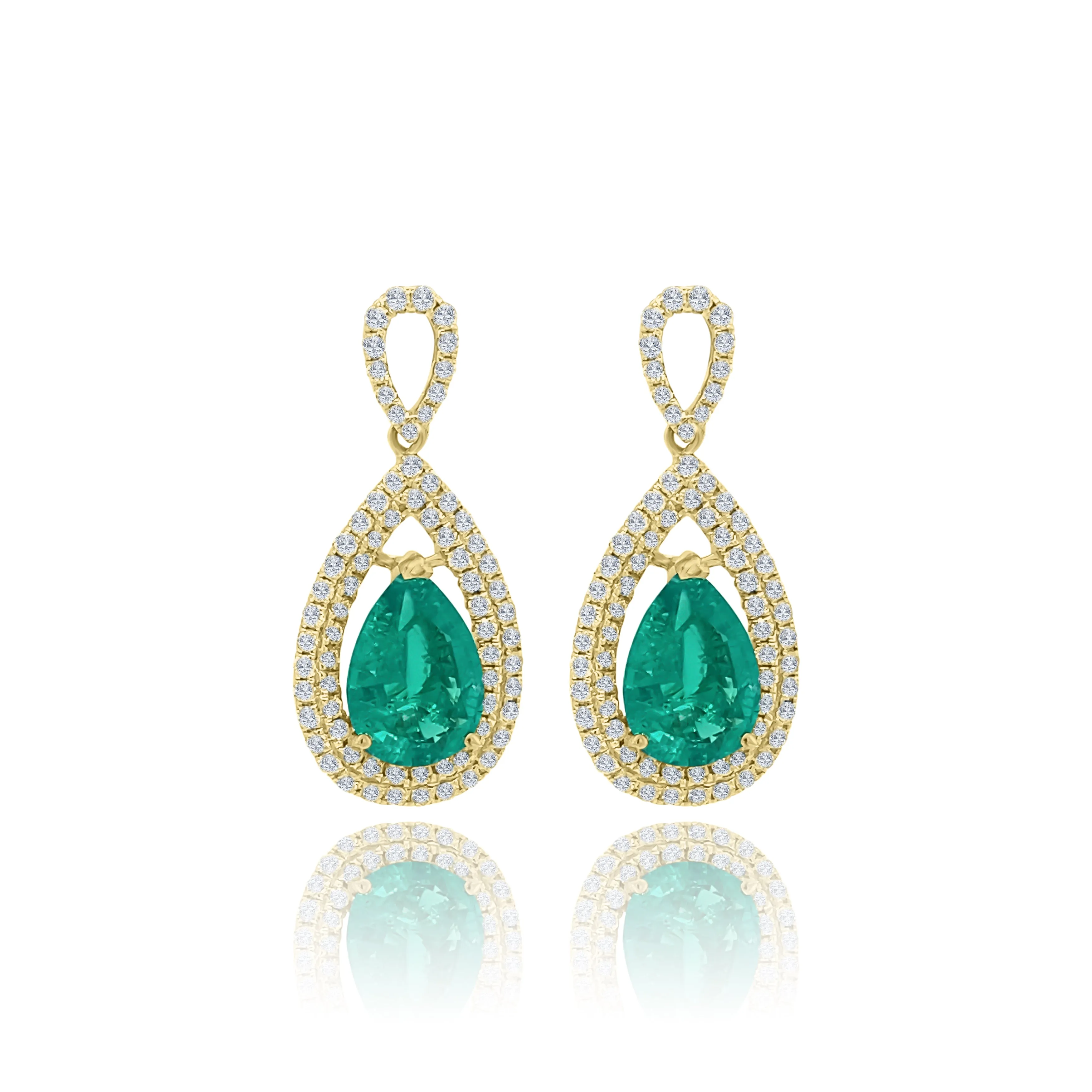 Pear shape Emeralds & Diamonds "Lucy" Earrings