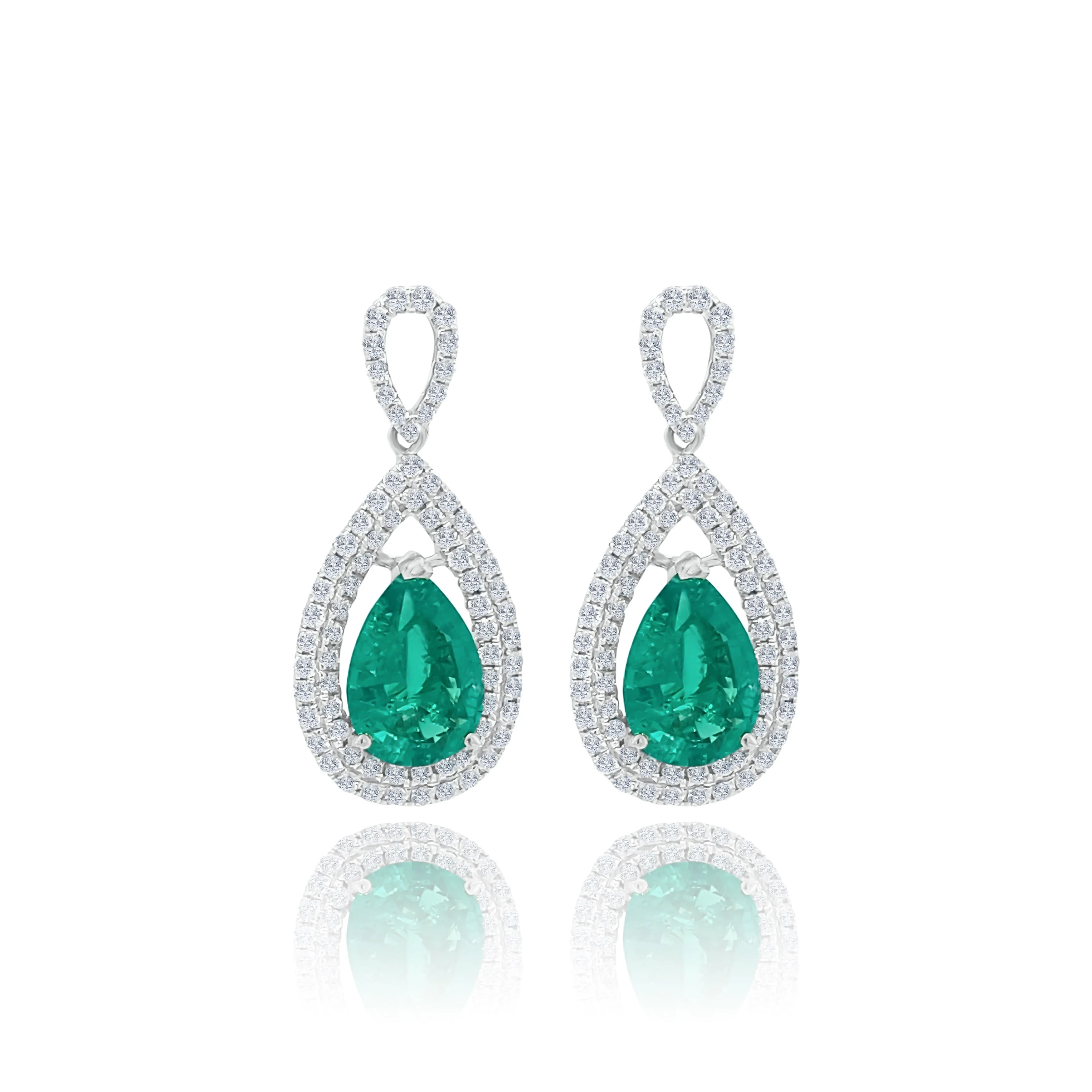 Pear shape Emeralds & Diamonds "Lucy" Earrings