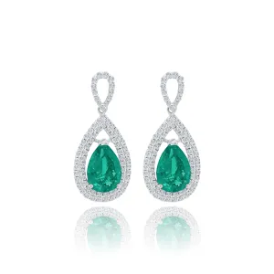 Pear shape Emeralds & Diamonds "Lucy" Earrings