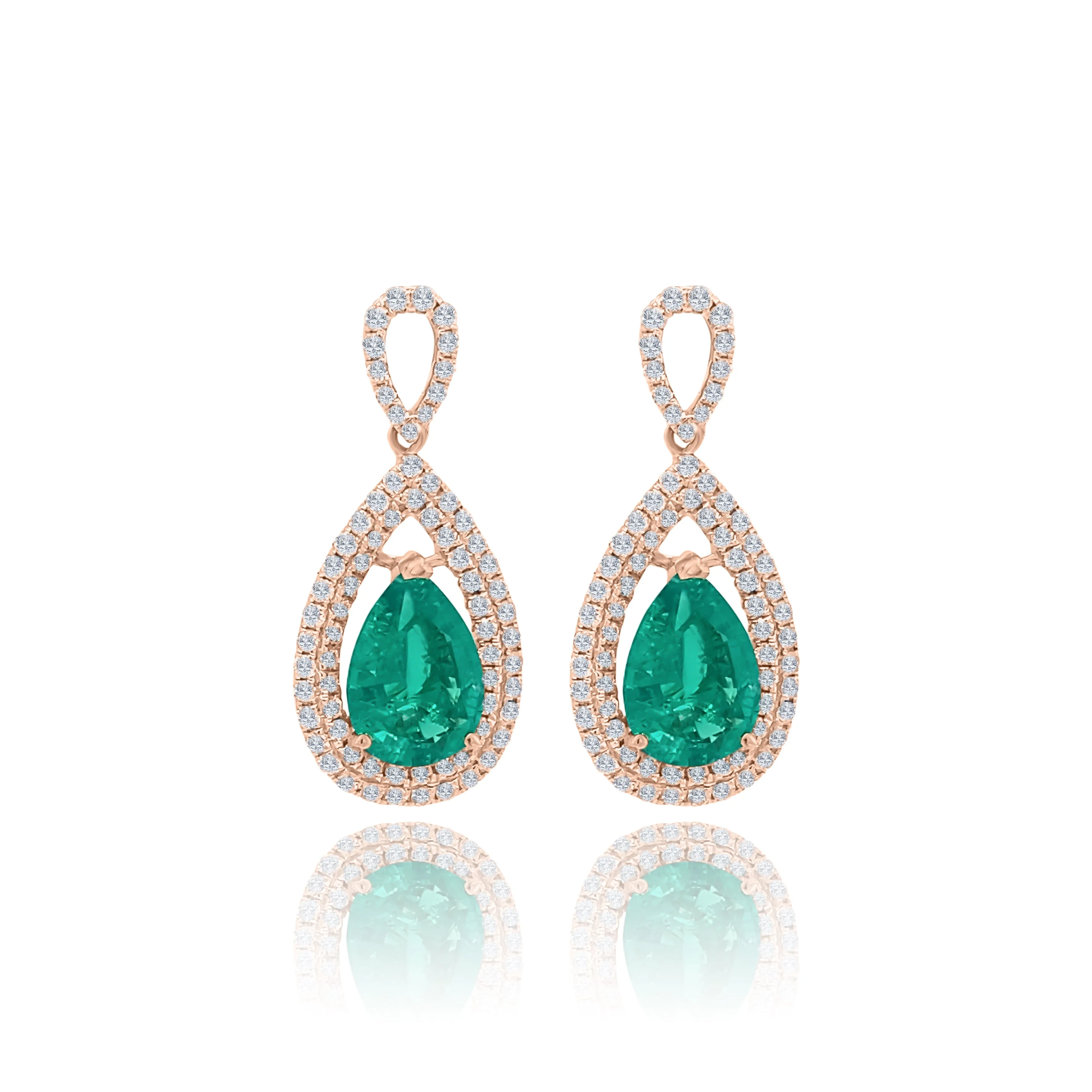 Pear shape Emeralds & Diamonds "Lucy" Earrings