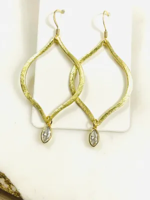Pear shaped Earrings with Crystal Oval Drop