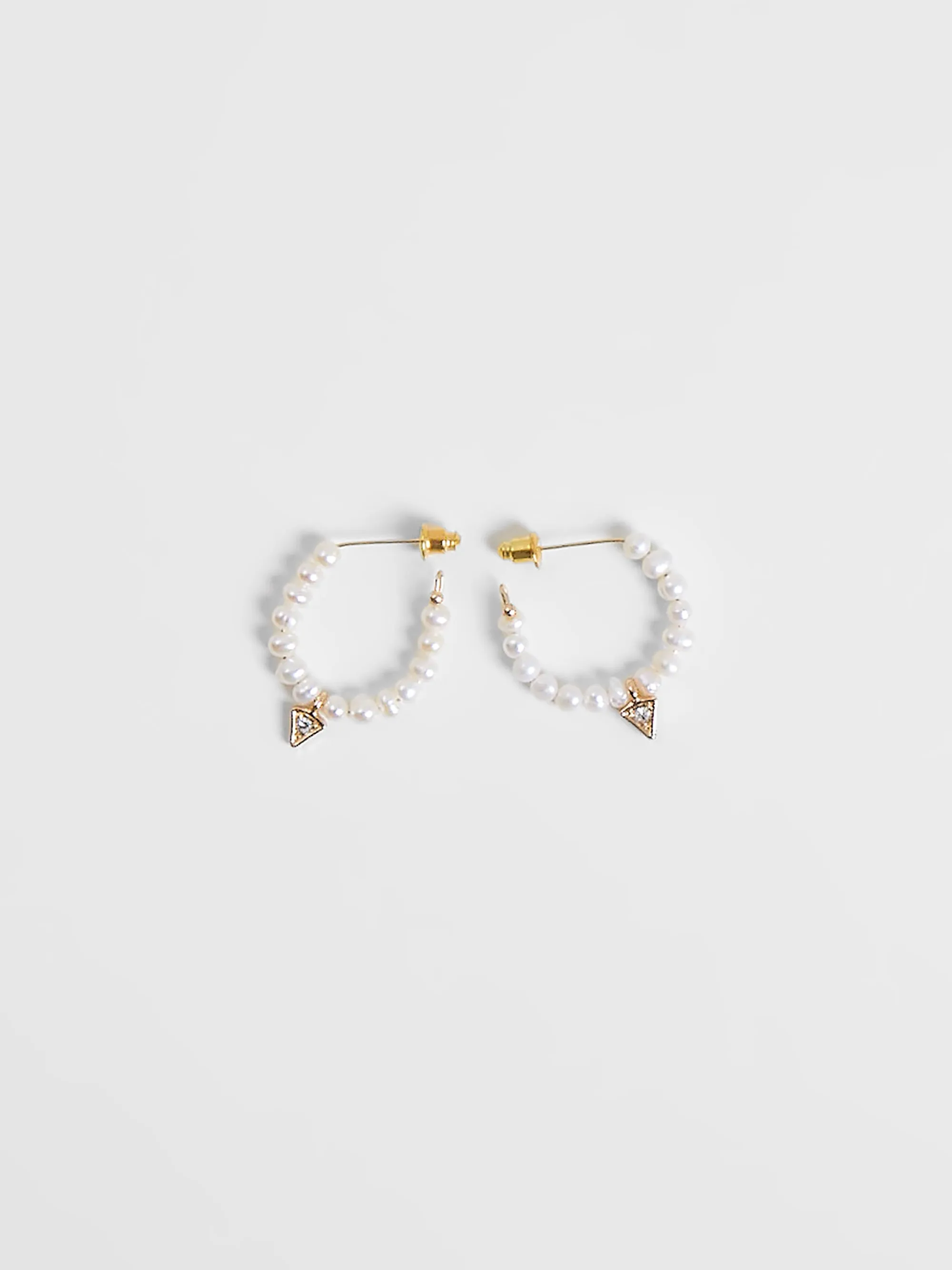 Pearl & Diamante Dagger Huggie Hoop Earrings