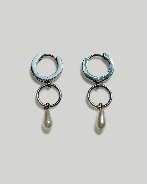 Pearl on Hoop Steel Mini Drop