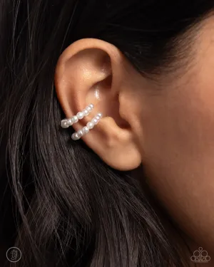 PEARLS Just Want to Have Fun - White - Pearl Paparazzi Ear Cuff Earrings