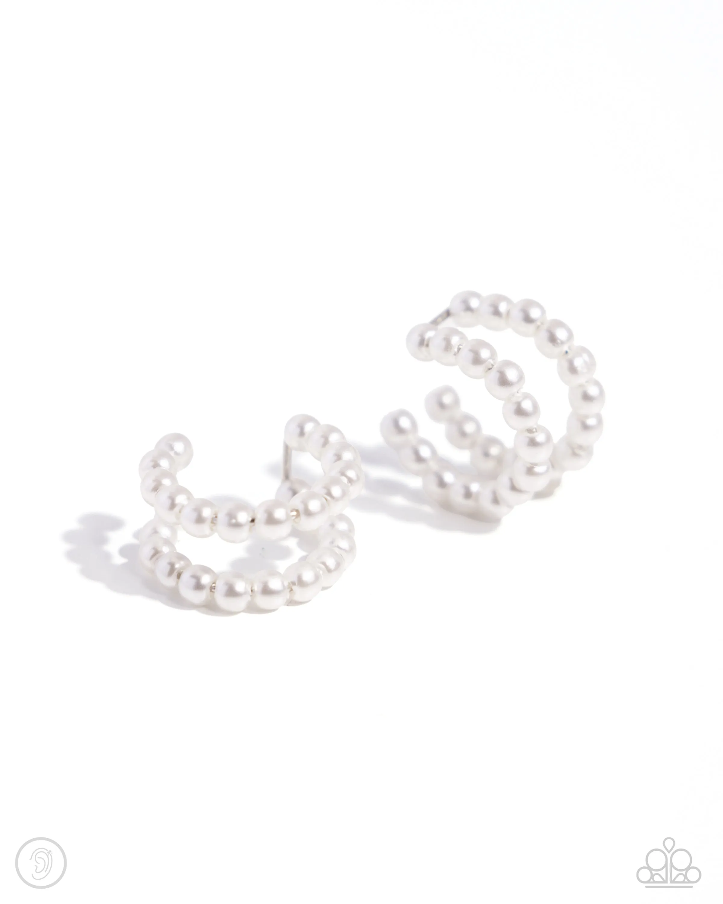 PEARLS Just Want to Have Fun - White - Pearl Paparazzi Ear Cuff Earrings