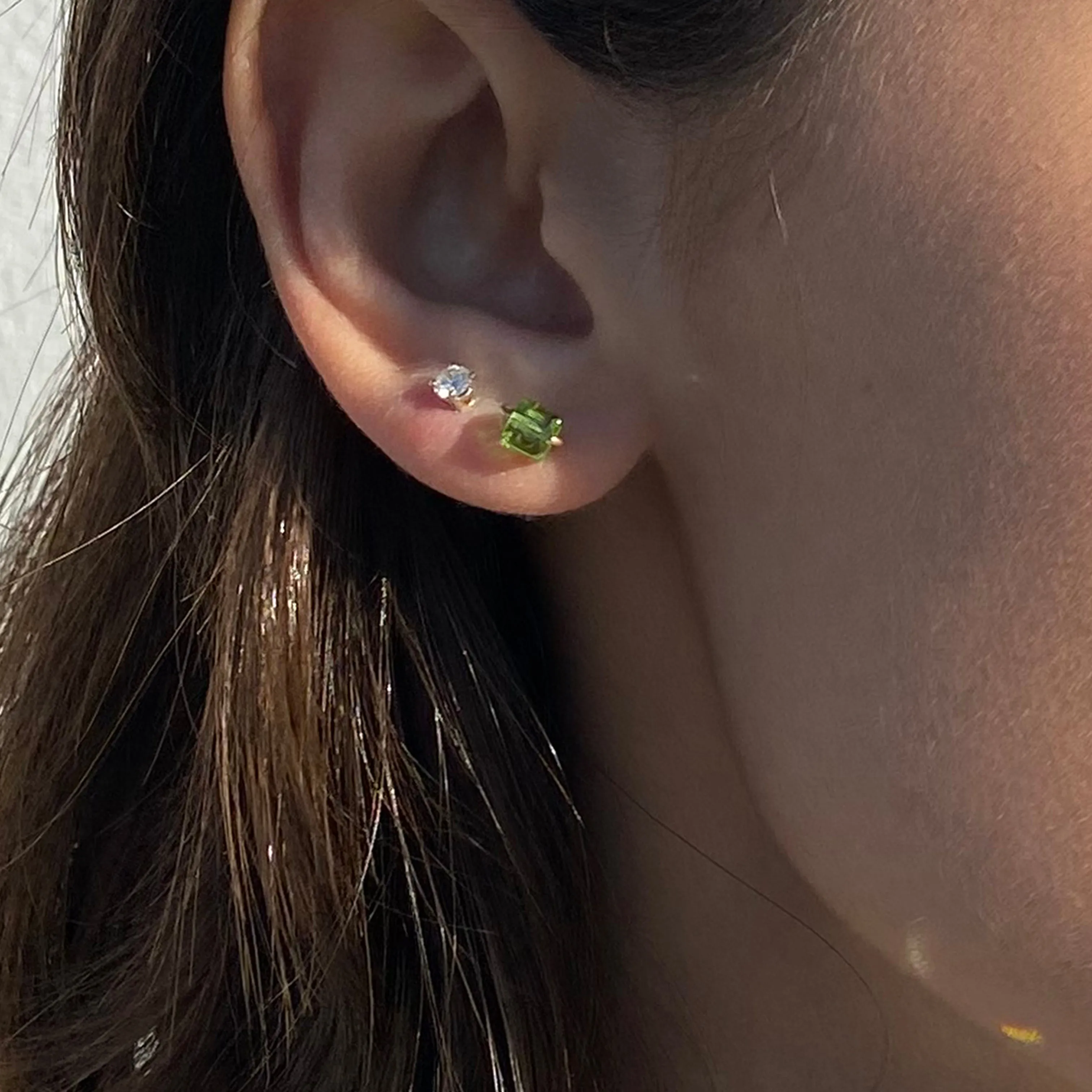 PERIDOT CUBE EARRINGS