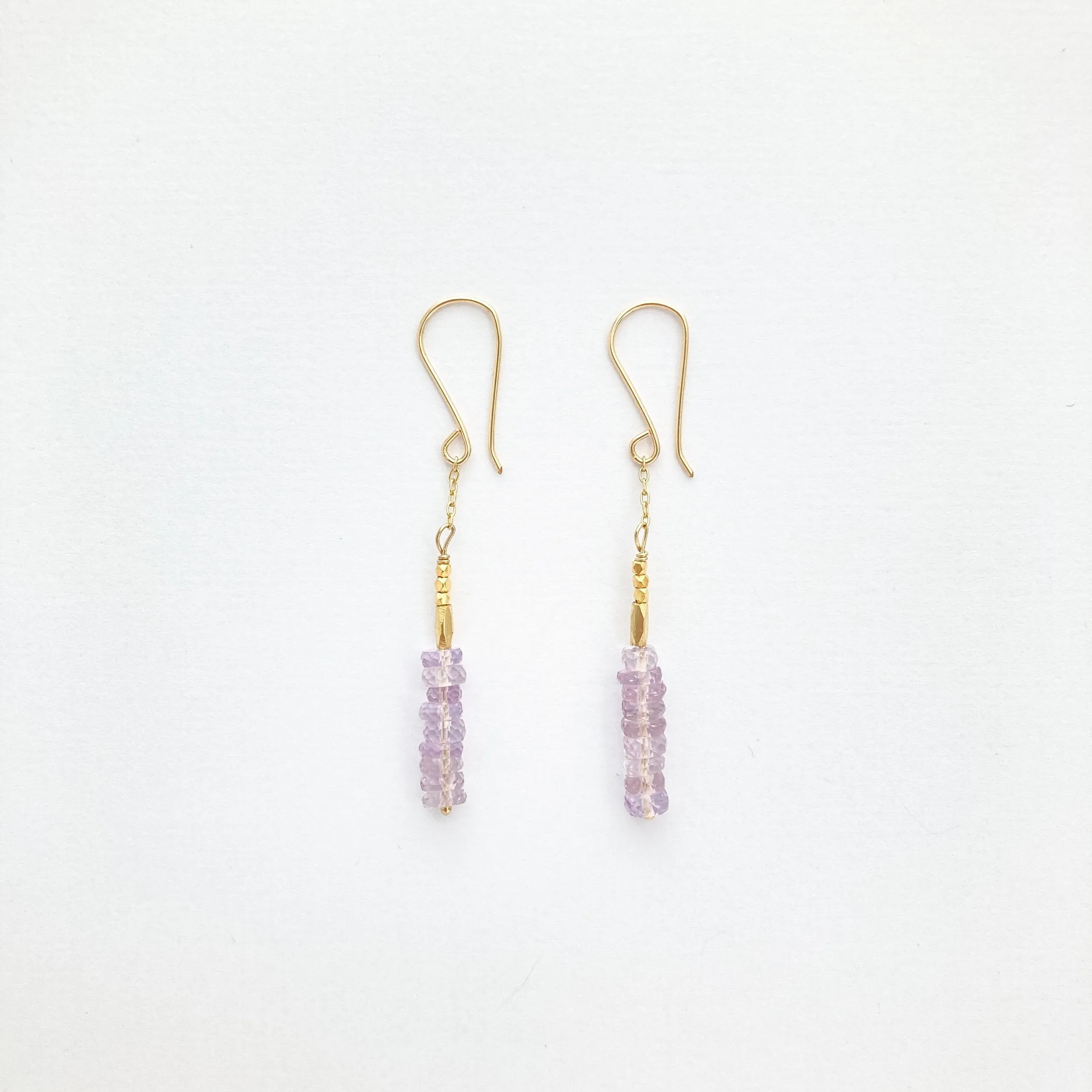 Pink Amethyst and Gold Vermeil Bead Earring by Debbie Fisher