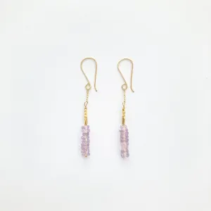 Pink Amethyst and Gold Vermeil Bead Earring by Debbie Fisher