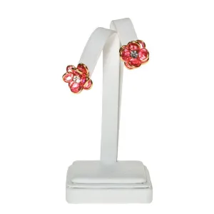 Pink Bezel Set Crystal Flower Earring by Swarovski
