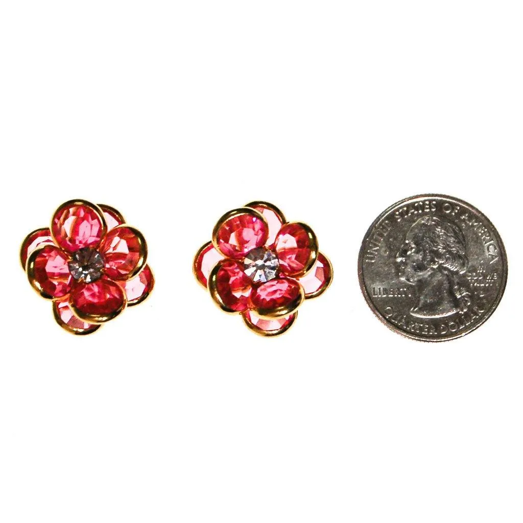 Pink Bezel Set Crystal Flower Earring by Swarovski